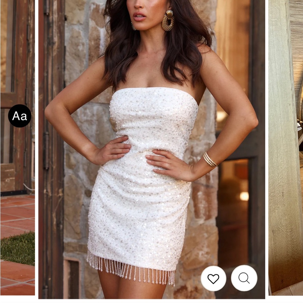 12th Tribe White Sequin Mini Dress